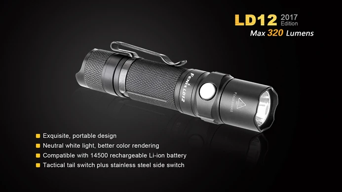 Фонарик Fenix LD12 CREE XP-G2 R5 нейтральный белый светодиодный 320 люмен AA/14500 | Лампы и
