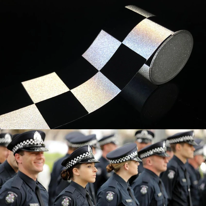 

5cm width Small Square Silver Reflective Tape TC Fabric Sew on clothing