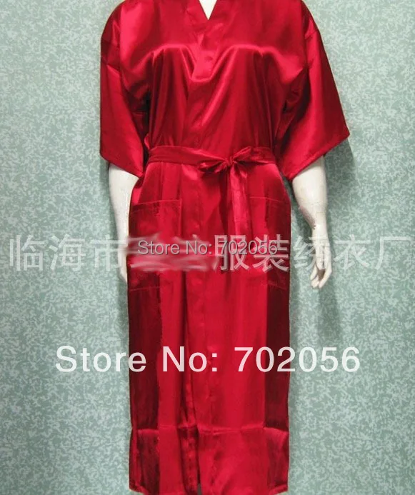 

2019 Unisex mens Ladies womens Solid plain Satin long Robe Pajama Lingerie Sleepwear Kimono Gown pjs #3449