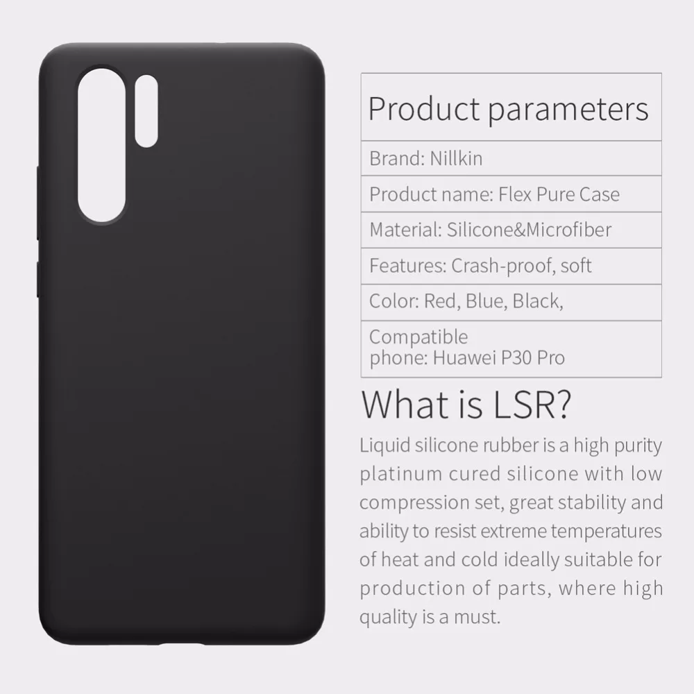 Huawei P30 Pro Чехол huawei P30 Lite чехол NILLKIN Flex чистый жидкий силиконовый чехол с защитой от отпечатков пальцев Мягкая задняя крышка