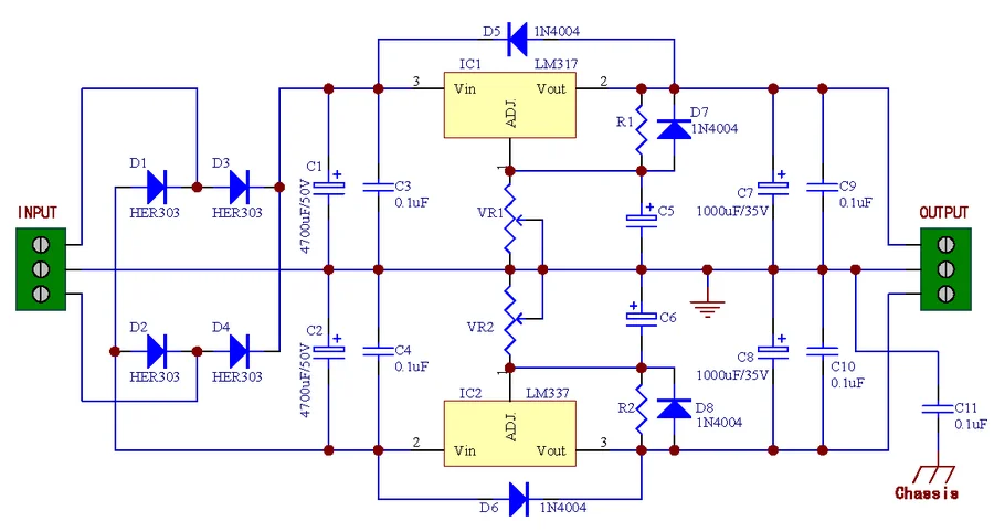 Напряжение печатная плата регулятора для LM317 LM337 или 78xx 79xx IC