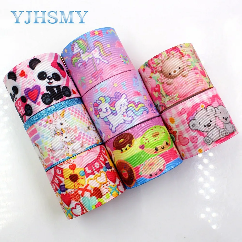 YJHSMY 1712273 38 мм 10 ярдов Мультяшные ленты термопечать grosgrain Свадебные аксессуары DIY