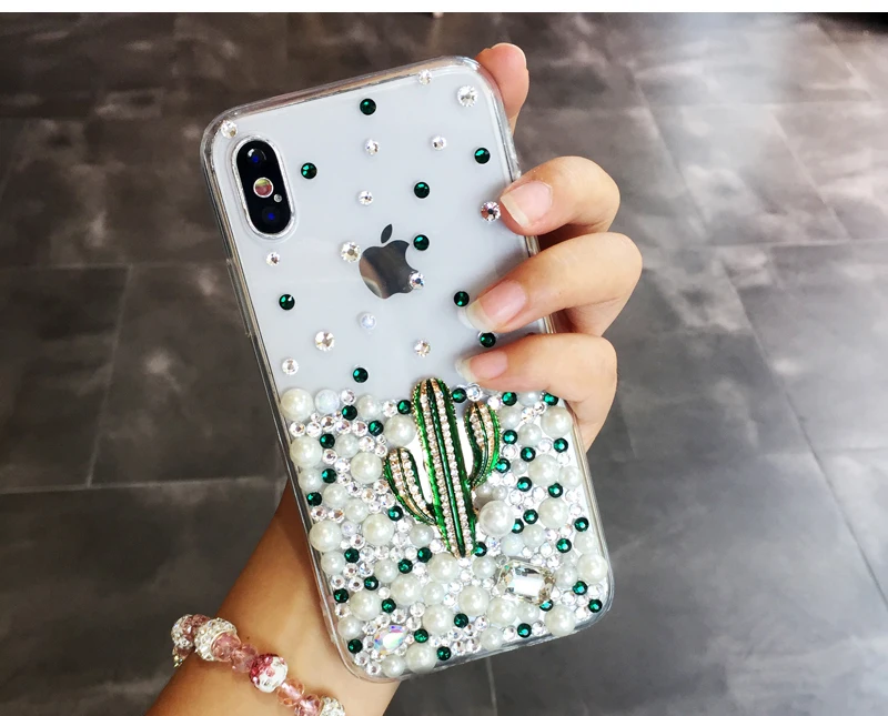 Алмазный жемчужный чехол для телефона С КАКТУСОМ samsung Galaxy S9 S8 Plus S7 S6 edge plus Note 9 8 7 5
