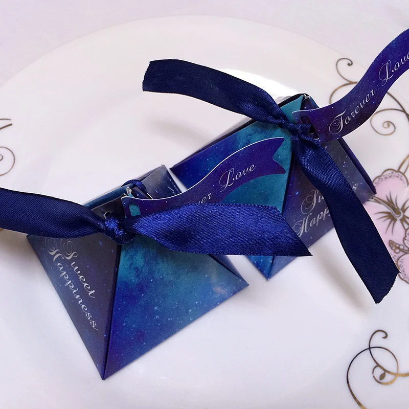 50 шт./лот фиолетовая/синяя модная конфетная коробка со звездами свадебная с