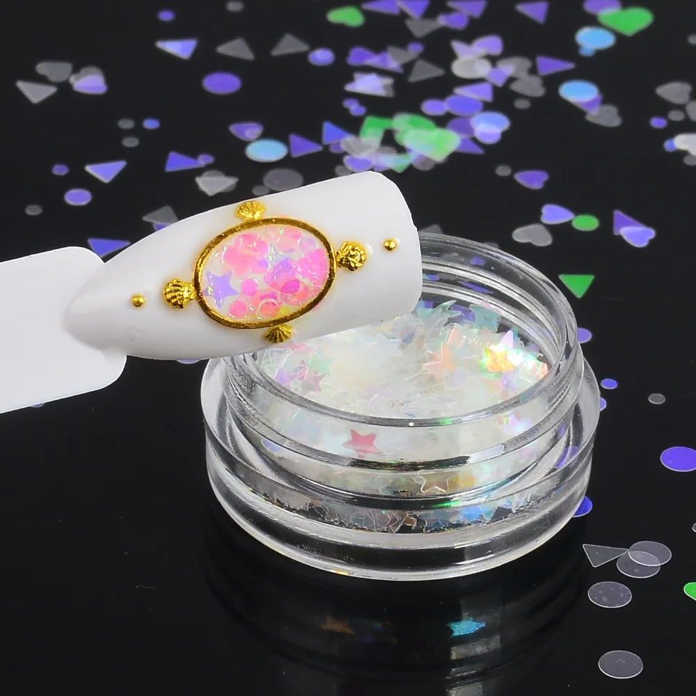 1 коробка АБ блеск Русалочка для ногтей хлопья блестки смешанные Звездные сердца