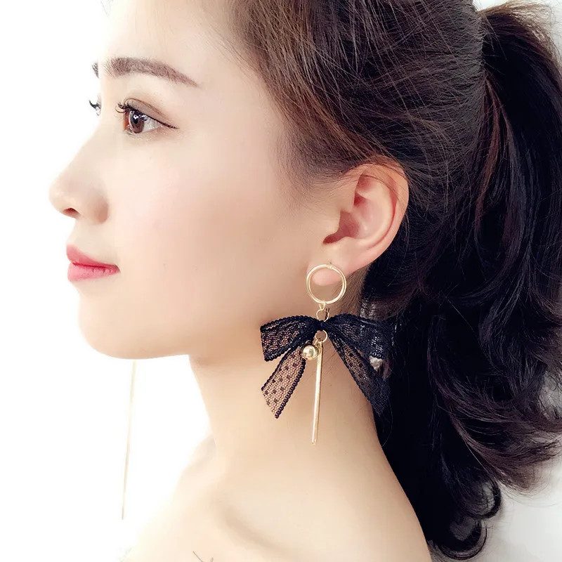 Бесплатная доставка! 2018 г. Модные женские круглый кулон серьги с милым бантом уха