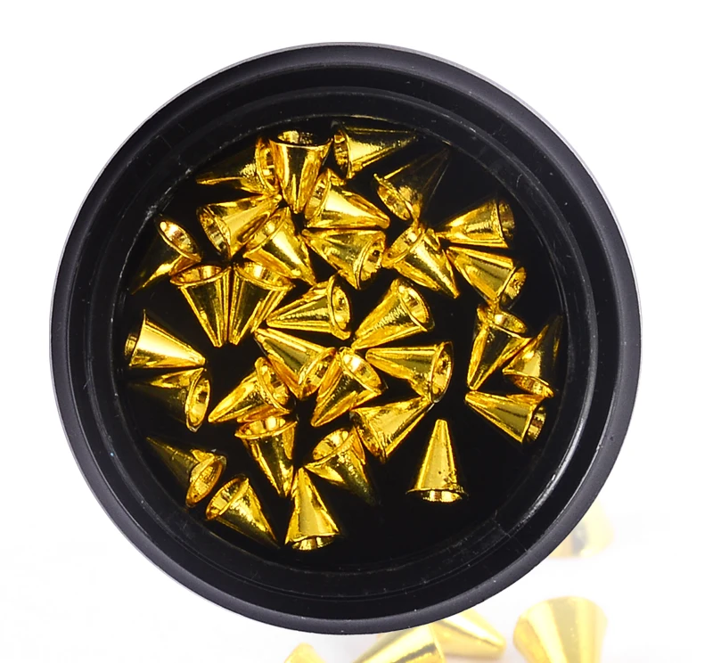 

1 Box Fashtion Gold Metal Nail Art Tiny Stick Cone Spike Studs Spots Craft Diy Nail Decoration Accessories