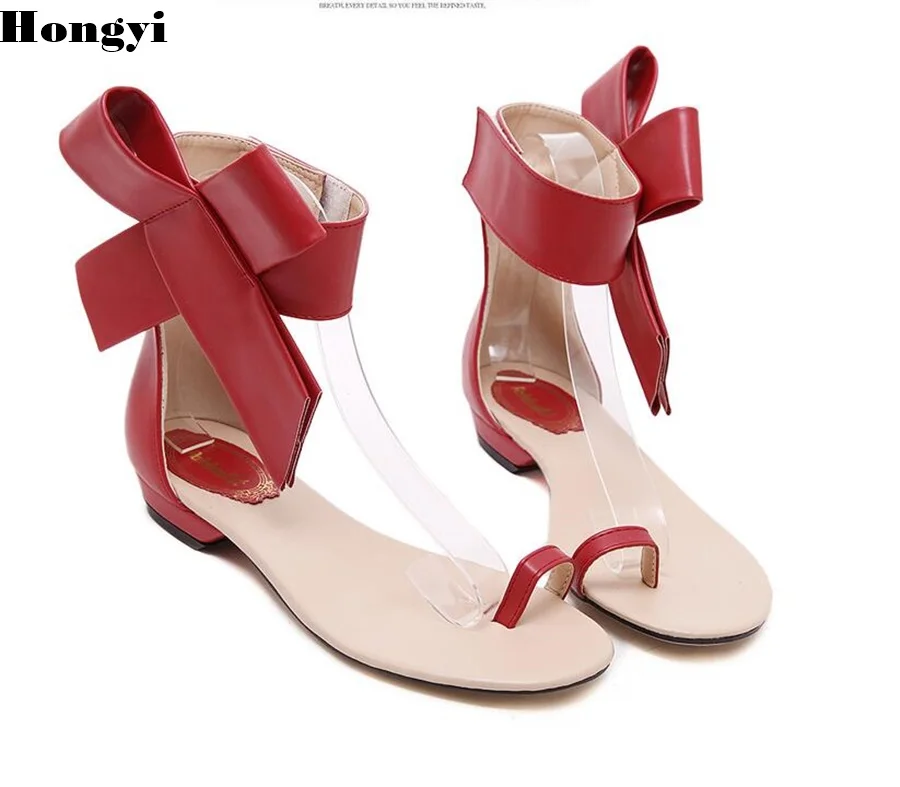 

Discount Women sandals slippers bowtie summer fashion vacation sandals flats PU Leather Sweety quality shoes
