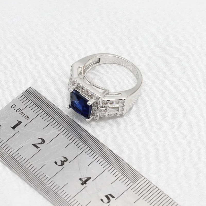 Серебряные Ювелирные наборы для женщин 2018 новейшее синее ожерелье с кристаллом