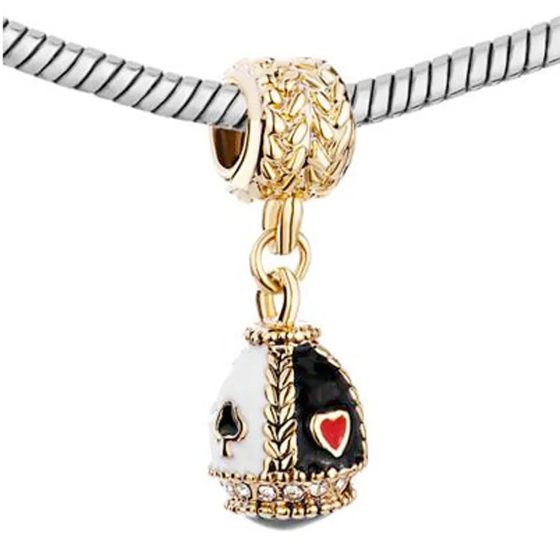 Подходят для браслетов Pandora синие кристаллы пасхальные яйца Faberge золотые
