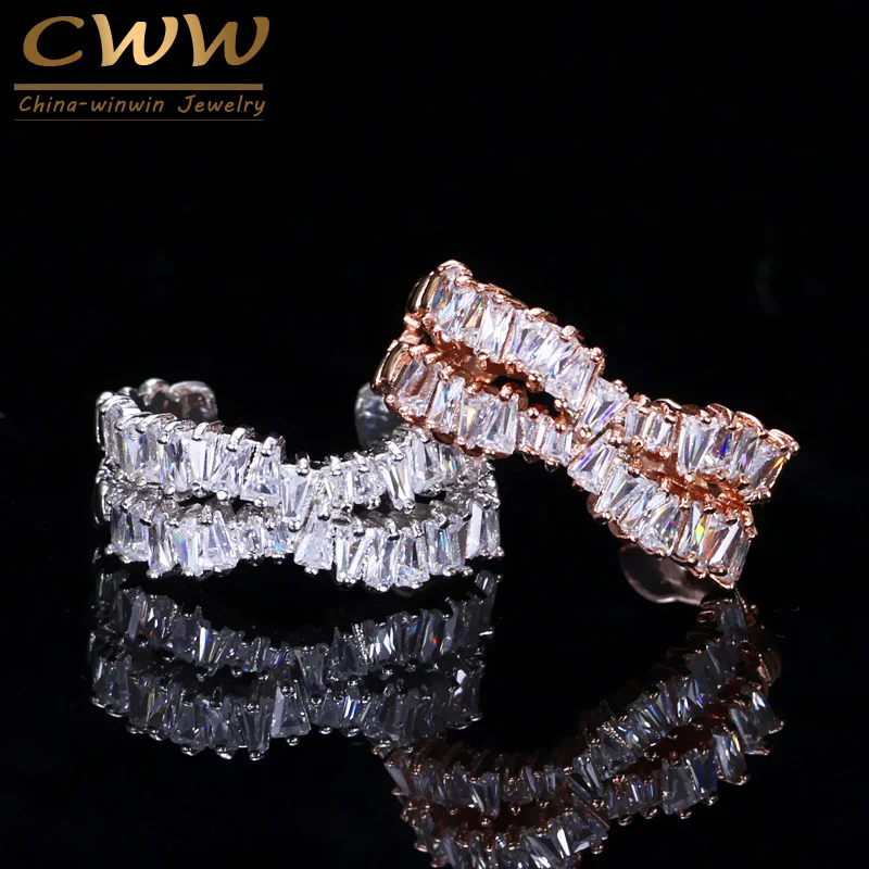 

CWWZircons Rose Gold Silver Color X Shape Adjustable Size Cubic Zirconia Cross Open Rings Jewelry Anel Popular Famous Brand R037