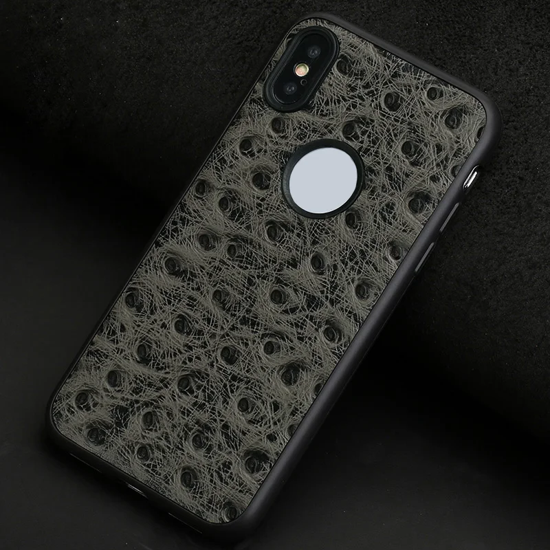 Натуральная кожа телефон чехлы для iPhone X 10 случае страуса логотип текстура