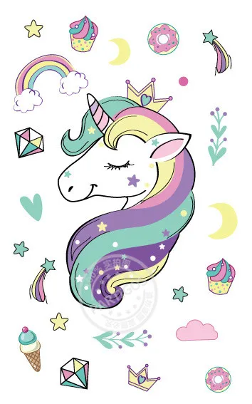 1pcs tattoo sticker7 Партия Единорог тема воздушные шары 18 дюймов звезда круглый шар Декор для вечеринки в честь Дня рождения Дети Радуга воздушные шары Единорог вечерние поставки - Цвет: 1pcs tattoo sticker7
