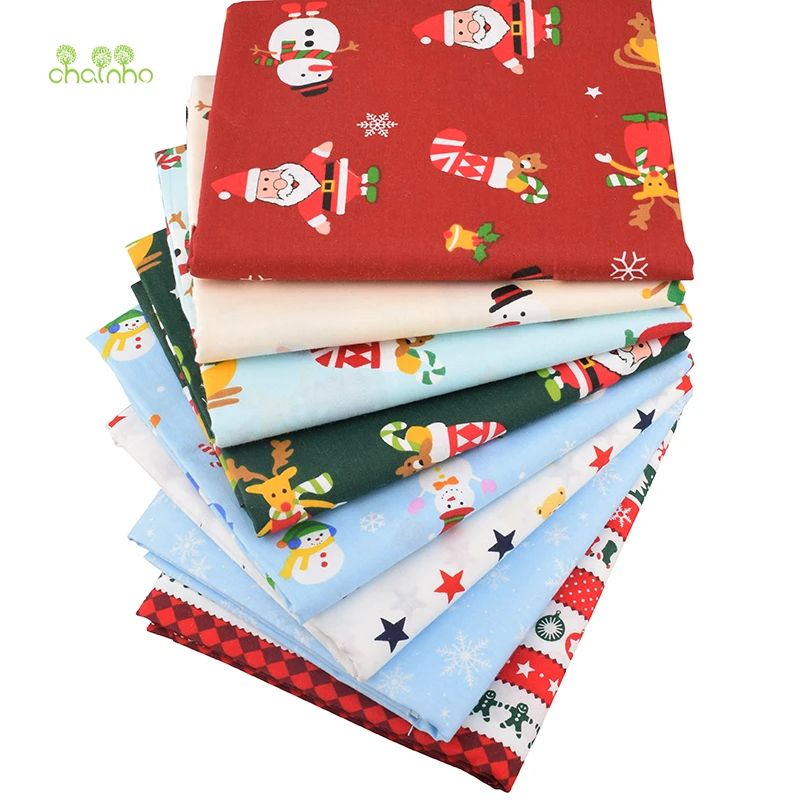 Chainho, 8 шт./лот, серия Merry Christmas, саржевая хлопковая ткань с принтом, Лоскутная Ткань для шитья и шитья, материал для детей и малышей