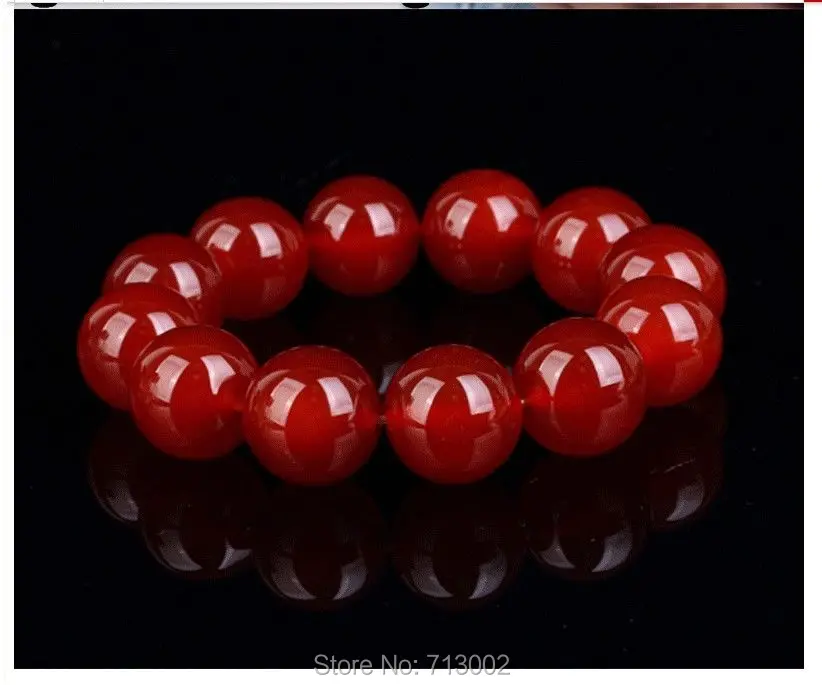 14mm*Beautiful Red agate bracelet burnish Beads carnelian bangle Lucky**