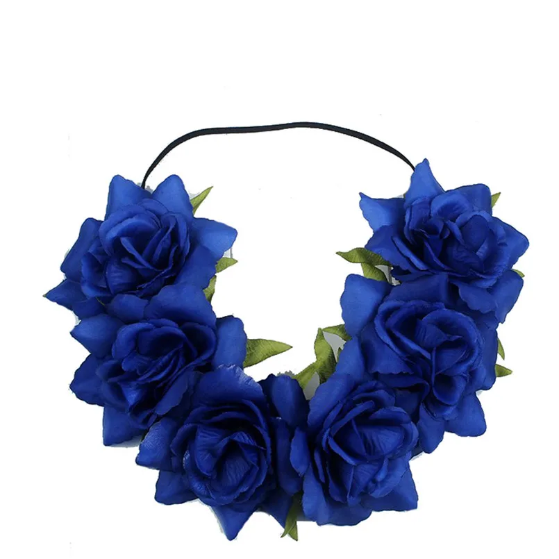 New Large Rose Flower Forehead Hair Headband Hair Crown Summer Festival Garland S1