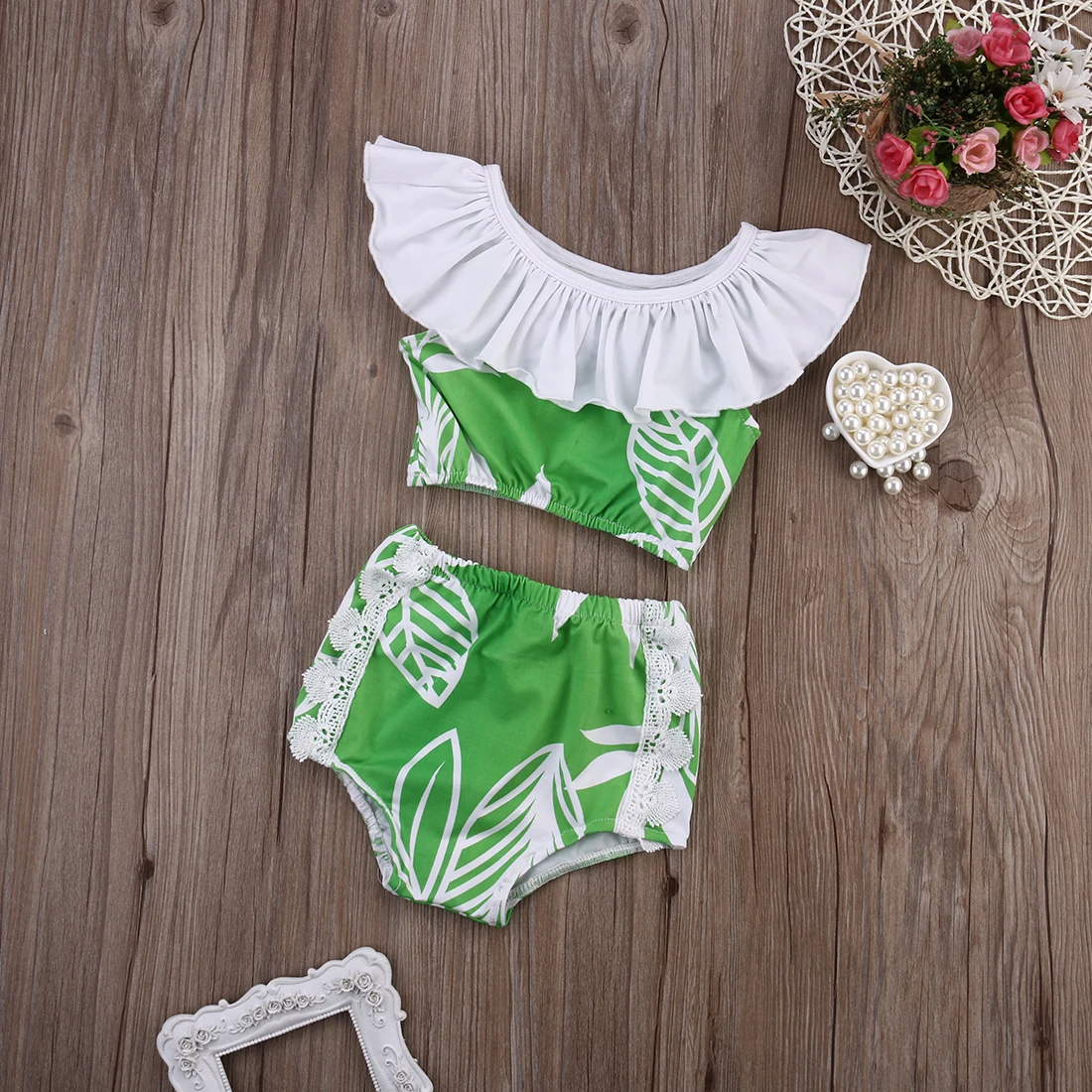 Комплект из двух предметов открытые купальники для маленьких девочек Танкини