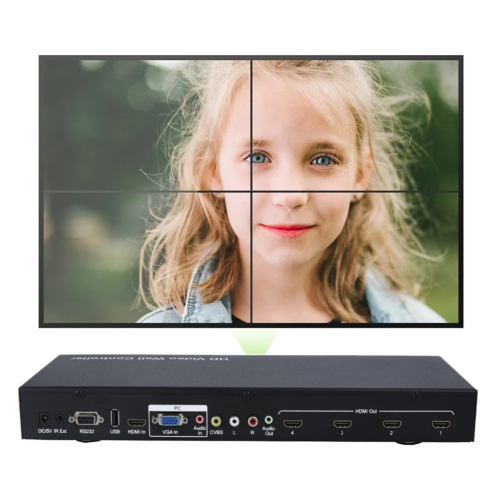 PZJ VW02 2x2 HDMI видео настенный процессор HD TV 1080P матричный контроллер Splicer Splitter Display