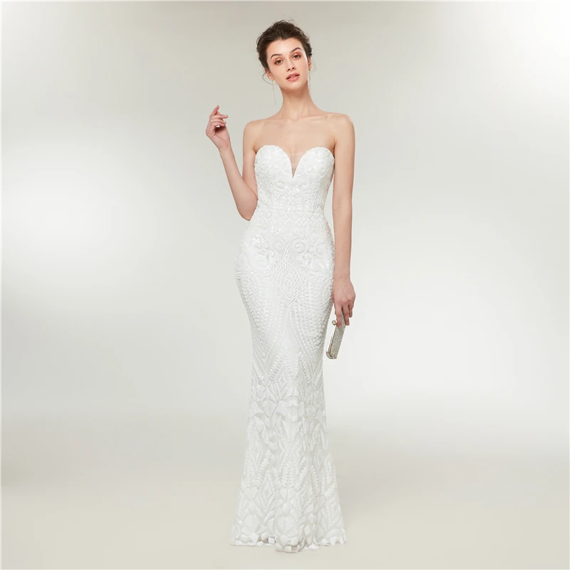 Женское вечернее платье Forevergracedress белое с блестками милая изящная Русалка