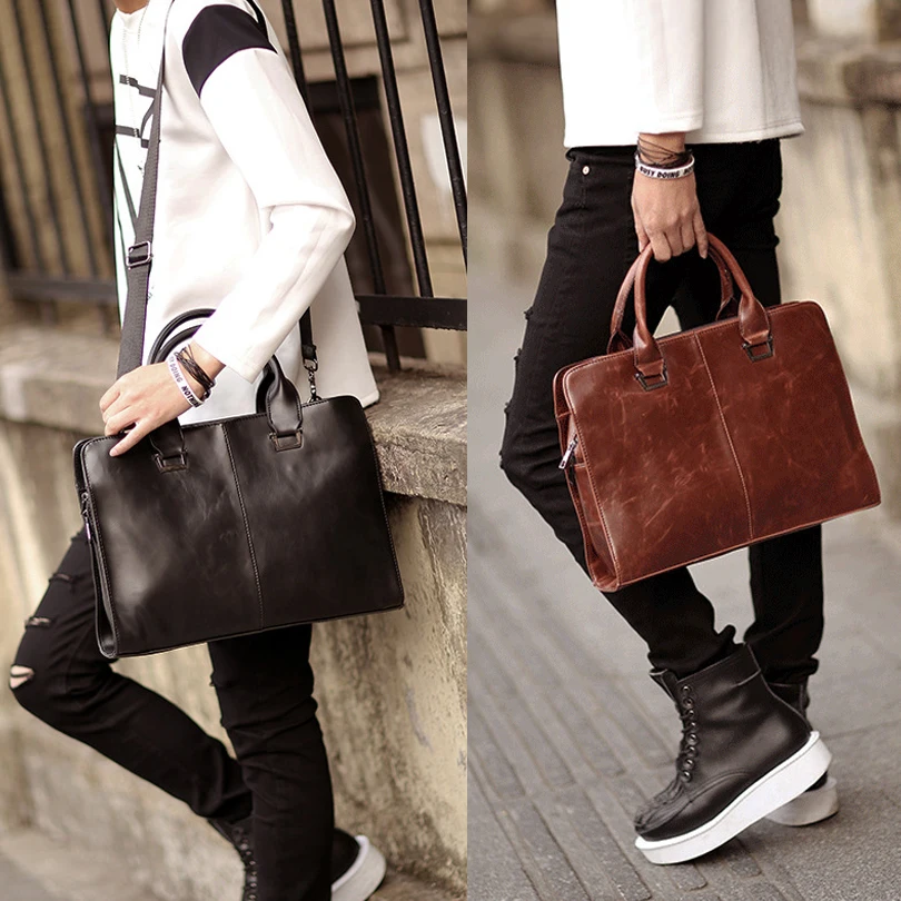 

TIZZYDE 2018 Man PU Leather Bag Fashion Business Notebook Messenger Bag Men's Satchels Shoulder Travel Crossbody Bag CH94
