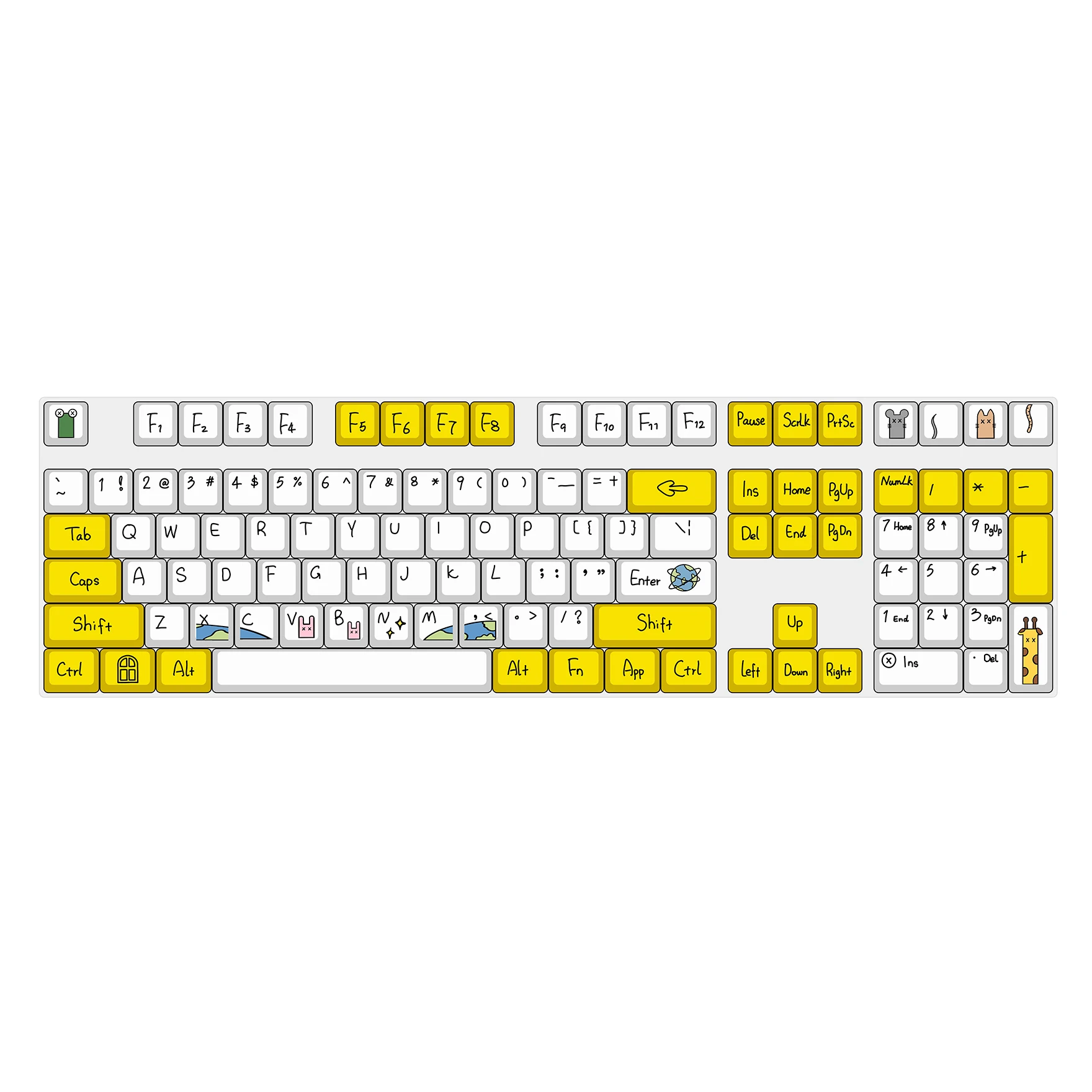 YMDK OEM профиль животных краситель подлежащая покраске PBT колпачок для клавиш 108