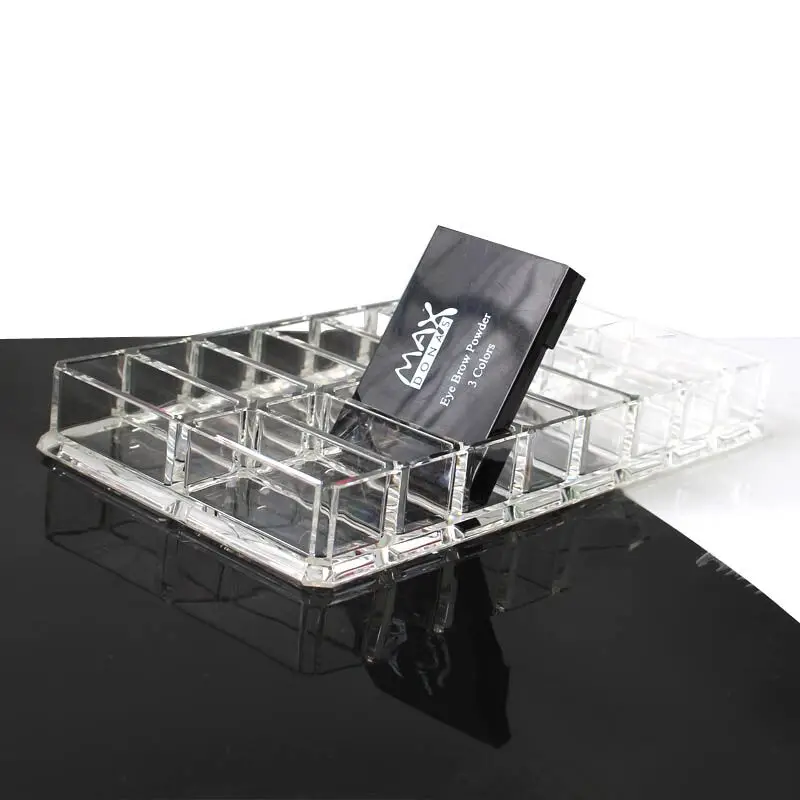 Acrylic Clear Makeup Organizer 16 Slots Lipstick Holder Powder Storage Box Dress Table Eye shadow Blush Shelf | Дом и сад