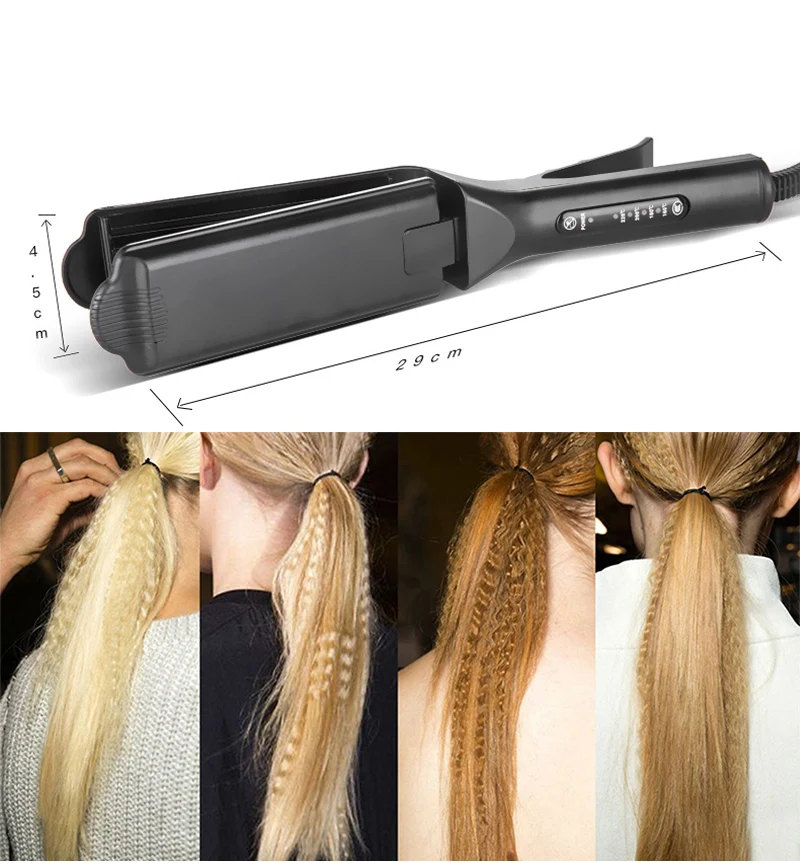 TOHUAN Corrugation Fluffy Hair Straightener Small Waves Hair Crimper Flat Irons Corrugated Iron Hairstyle Tools 110-220V