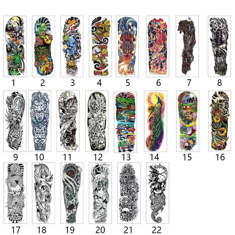 

Large Arm Sleeve Tattoo Waterproof Temporary Tattoo Sticker Pagoda Full Arm Large Size Fake Tatto Tatoo Sleeve For Men