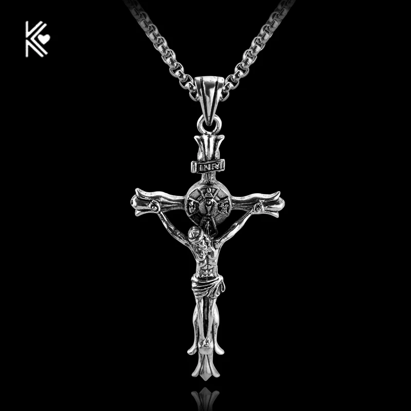 Классическое винтажное ожерелье с кулоном в виде Креста Иисуса модная цепочка на