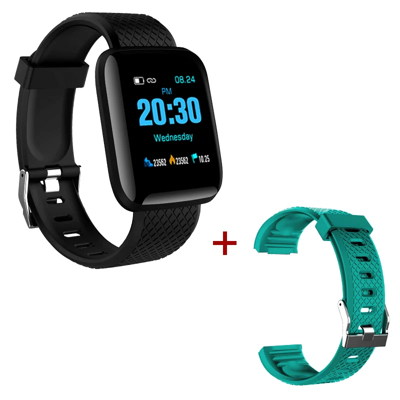 add green strap Смарт-часы для мужчин, кровяное давление, водонепроницаемые, Смарт-часы для женщин, монитор сердечного ритма, фитнес-трекер, спортивные часы для телефона Android IOS - Цвет: add green strap