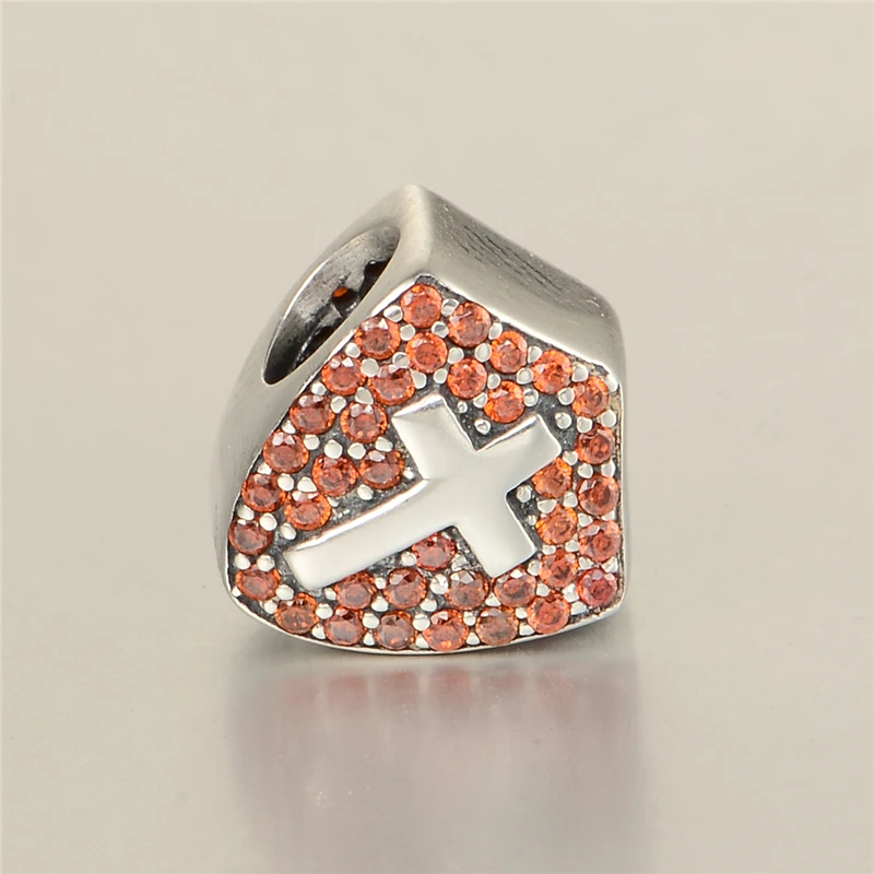 925 стерлингового серебра Стразы Крест Подвески Браслет Религиозный браслет для