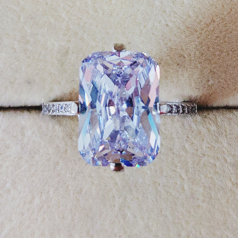 2021 New Luxury Radiant 925 Sterling Silver Engagement Ring For Women Lady Anniversary Gift Jewelry Wholesale R5339S | Украшения и