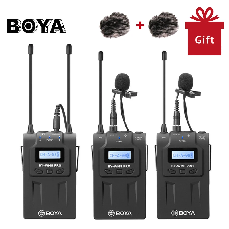 BOYA BY-WM8 Pro K2 двухканальная Беспроводная петличная микрофонная система для iPhone