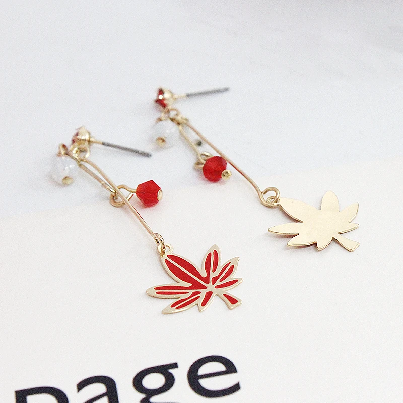 SANSUMMER 2020 New Personality Originality Art And Simplicity Maple Leaf Chain Long Ear Studs Temperament Goddess Earrings 5041 | Украшения