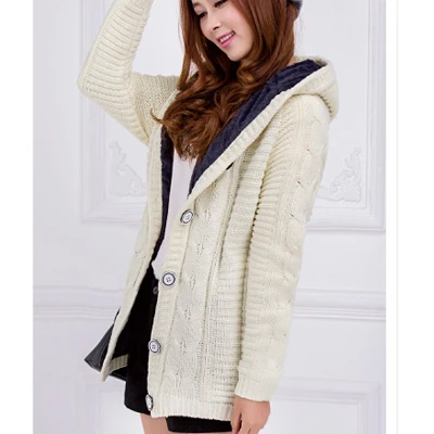 Beige Leiouna длинный кардиган с капюшоном, теплый зимний пончо с рукавами, вязаные Джемперы, Осеннее Женское пальто - Цвет: Beige