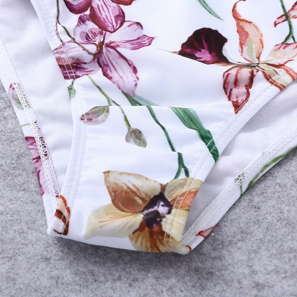 Бикини большого размера 2019 женский пляжный семейный купальник с цветочным