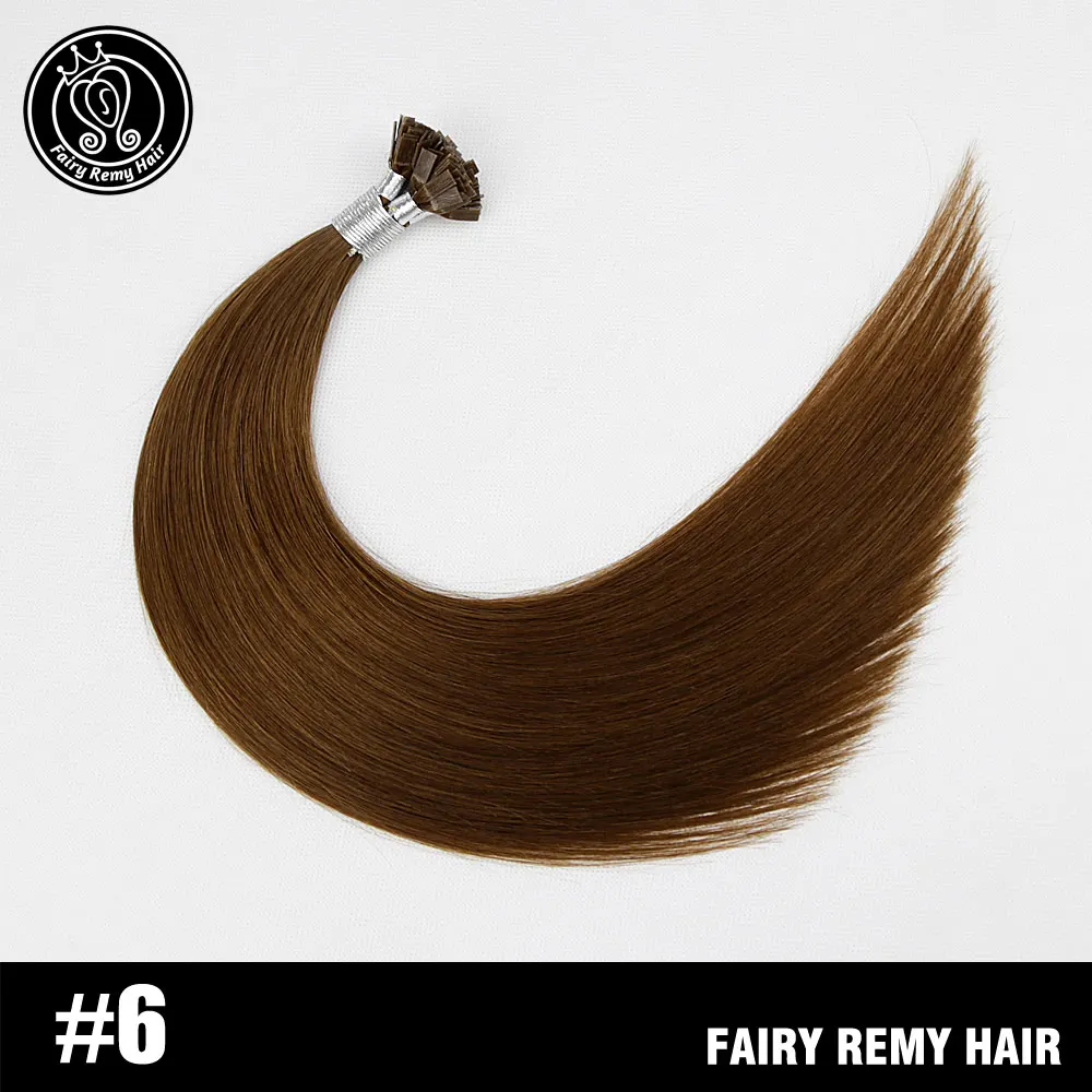 #6 Феи remy волосы 0,8 г/локон 1" Remy плоский кончик кератиновые человеческие волосы расширение европейские натуральные волосы на капсуле fusion волосы 50 s/pac - Цвет: #6