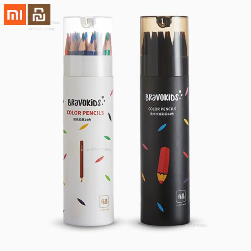 24 цвета/комплект xiaomi mijia цветной карандаш водорастворимый цвет черного дерева
