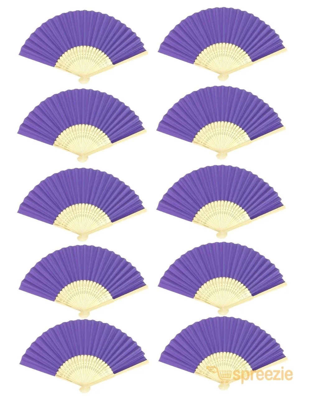 

[ Fly Eagle ]Purple Paper Hand Fans Bamboo Chinese Folding Pocket Fan Decor Gifts (10 Pack)