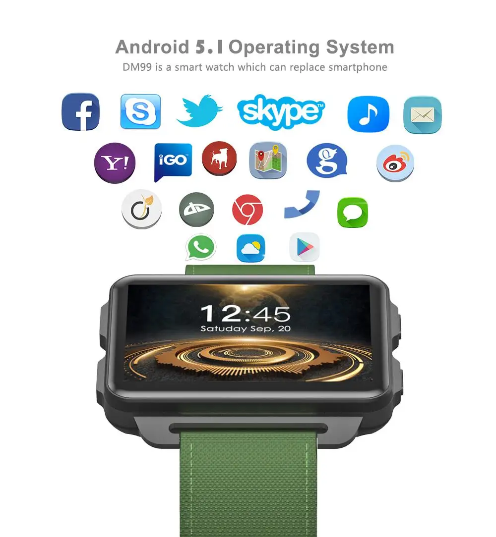 Новинка DM99 Смарт-часы MTK6580 Android 5 1 3G GPS Wifi ГБ ОЗУ 16 Гб ПЗУ пульсометр Smartwatch 2 &quotIPS