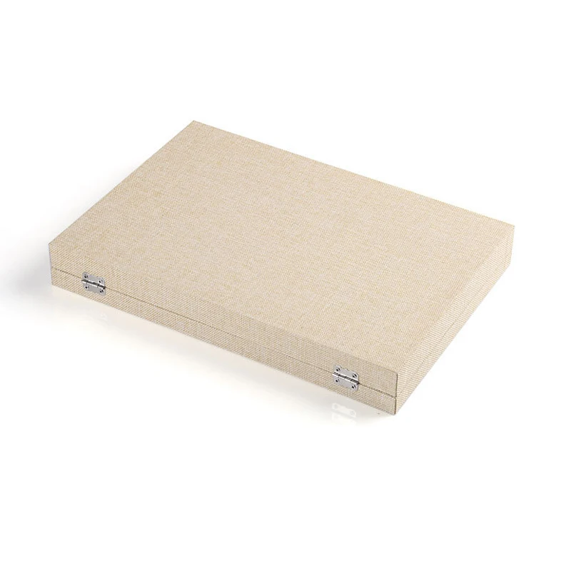 

Hot Selling 2016 Year New Fashion linen empty reel 35*24CM Organizer Show Case Jewelry Display Holder Box Storage Display Boxes