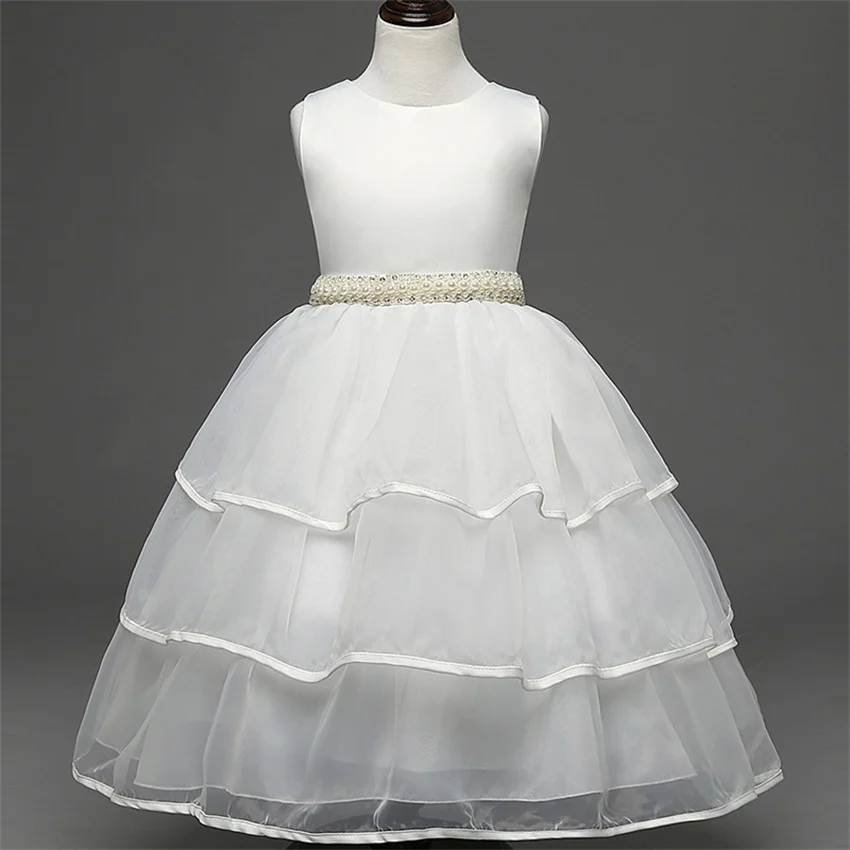 2017 Summer Children Girls Dresses Sleeveless Baby Ball Gown Dress Kids Party Wedding for Flower Girl 4-14Y | Детская одежда и