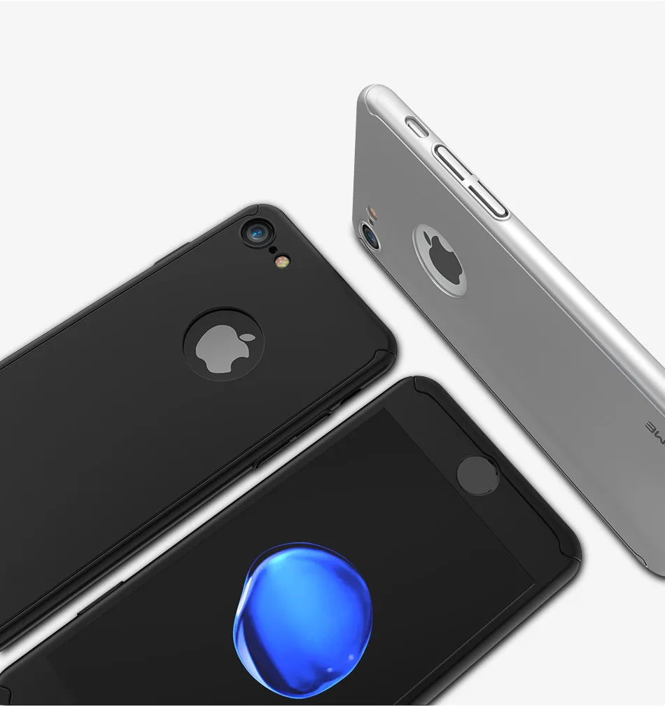 Adtismark 360 градусов полное покрытие чехол для iPhone 6 6S 7 8 плюс 5 5S SE Крышка из