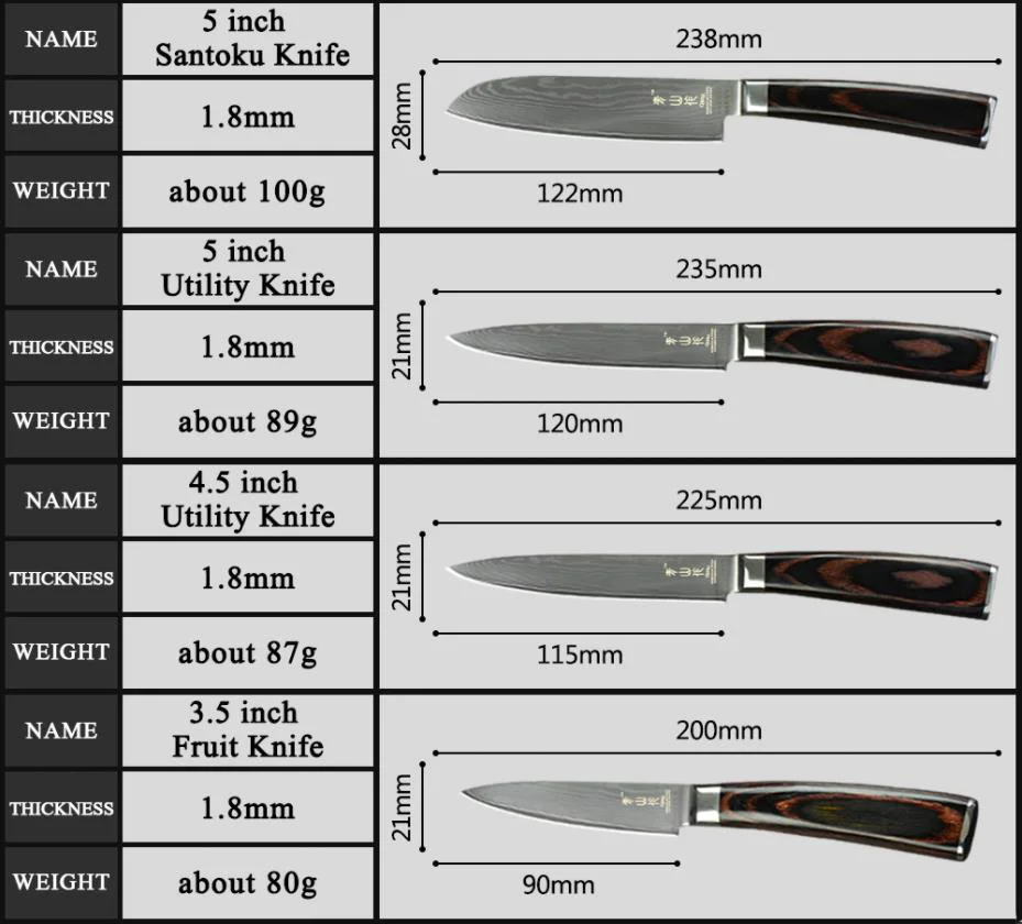 Цин кухонный нож японский дамасский стальной Santoku Кливер японские ножи