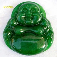 kyszdl high quality natural green stone hand carved buddha pendant jewelry gifts womens stone patron saint necklace pendant
