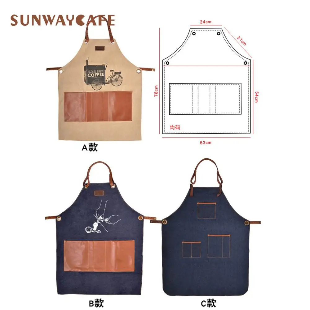 Кухонный Фартук для приготовления пищи с регулируемым хлопковым ремешком и