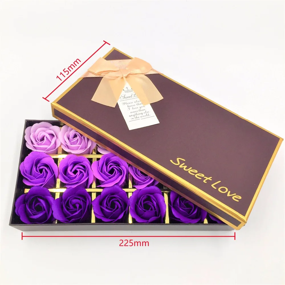 Роза Мыло цветок ароматические лепестки цветка 18 головок с коробкой для День