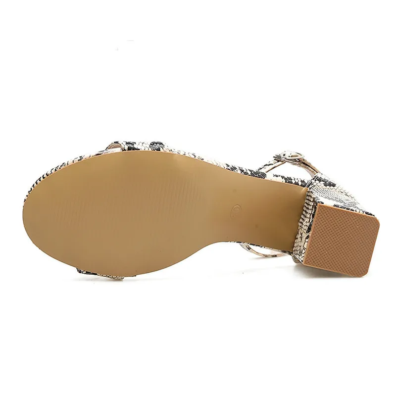 

Dropshipping Leopard Print Sandals High Heels Summer Ankle Strap Square Heel Fashion Women Pumps Size 2019