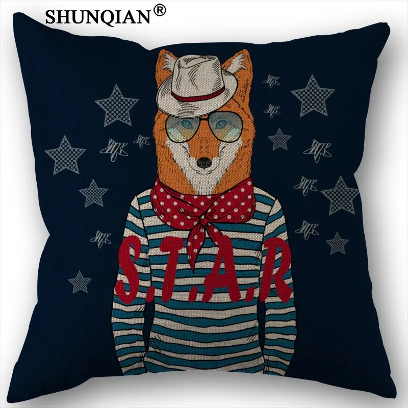 Наволочка из хлопка и льна с принтом лисы 45x45 см|pillow case|throw pillow casespillow cover custom |