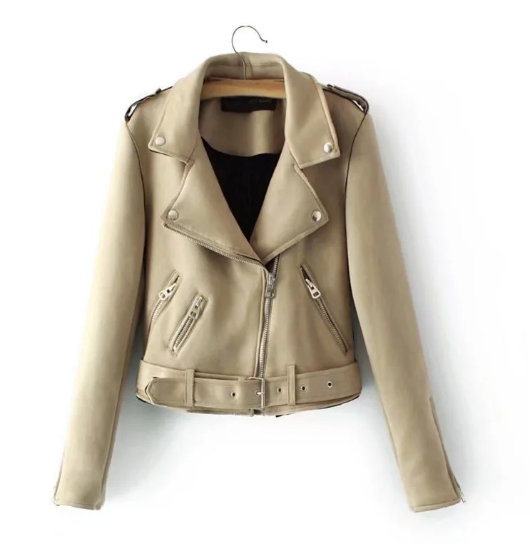 Куртка женская из искусственной замши с поясом на молнии | Женская одежда